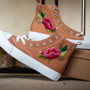 Sneakers alte donna ricamate a mano Frores